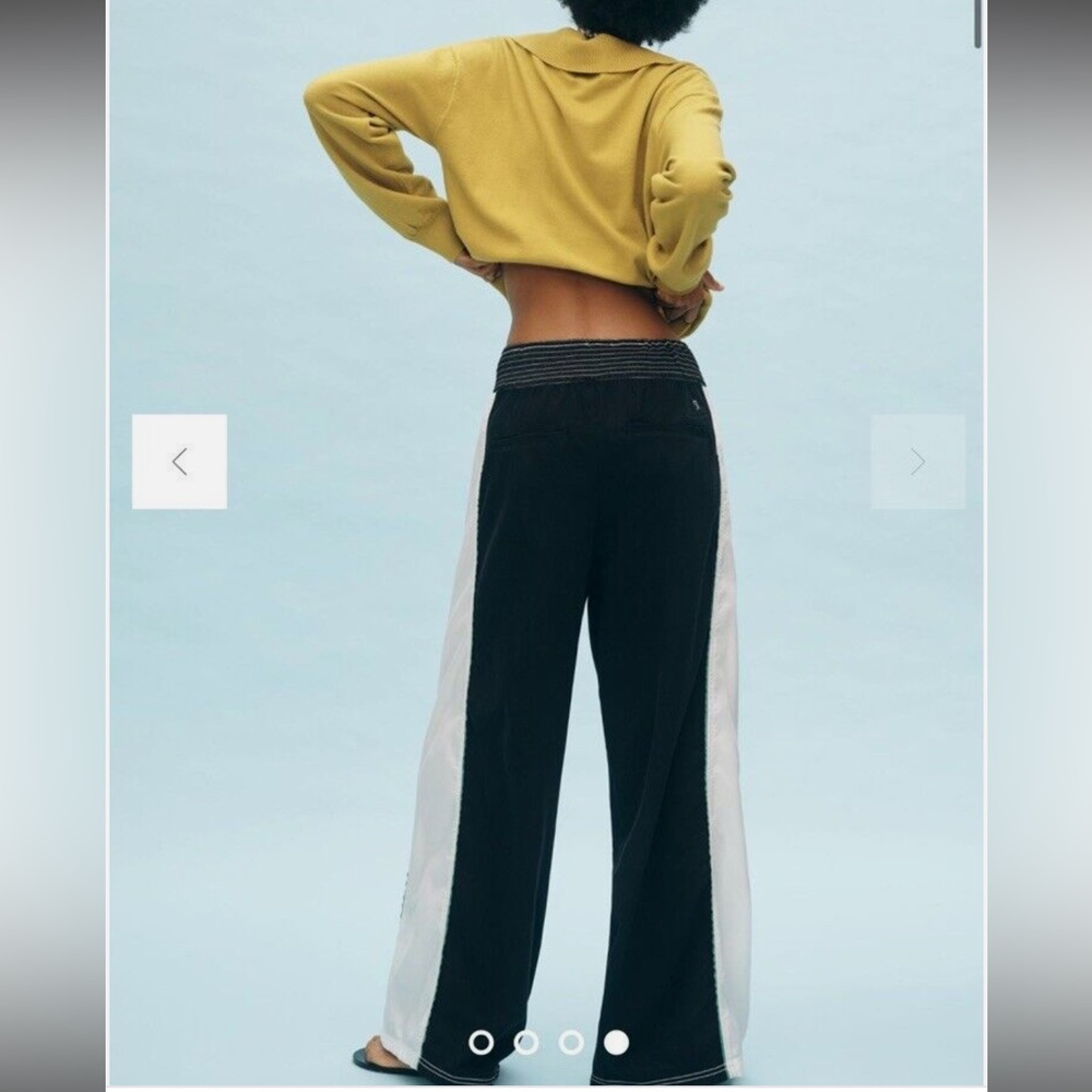 Pilcro Black Wide-Leg Pants with Contrast Stitching - Picture 3 of 16